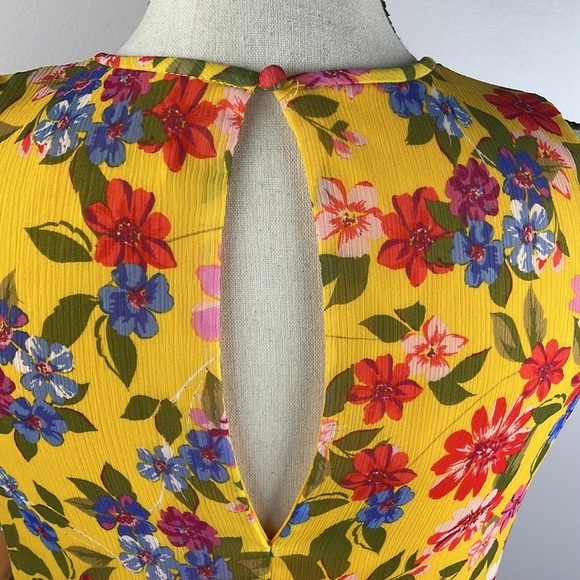 NWT Calvin Klein Sleeveless Dress SZ 2 Yellow Floral Short Slip Dress - Picture 10 of 14